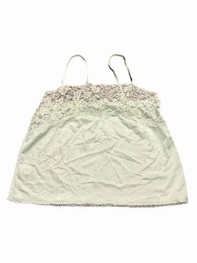 70s/80s European Vintage Silky Lace Trim Semi-Sheer Cami Top (Sea foam Green) M